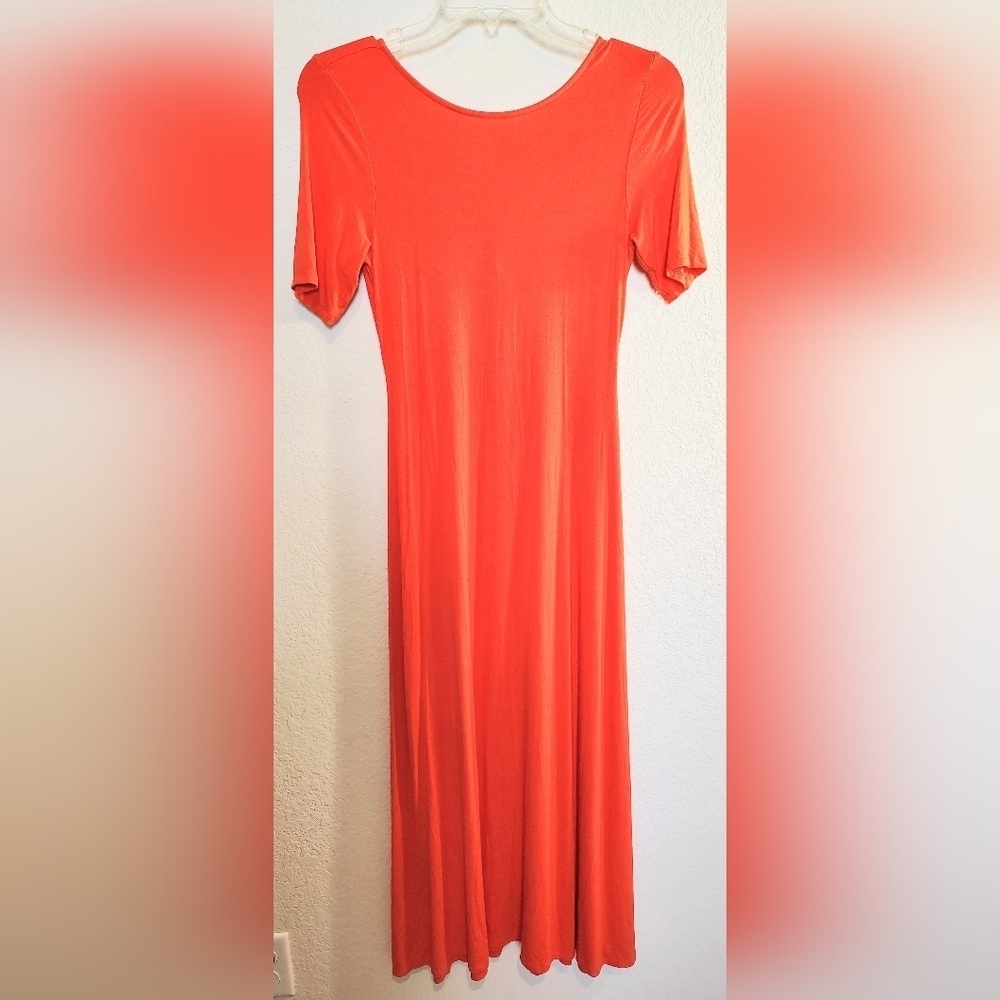 GAP Vibrant Orange Midi Dress with Keyhole back